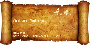 Anton Ambrus névjegykártya